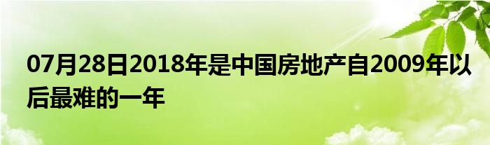 07月28日2018年是中国房地产自2009年以后最难的一年