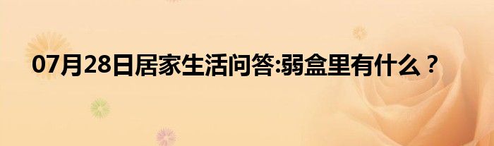 07月28日居家生活问答:弱盒里有什么？