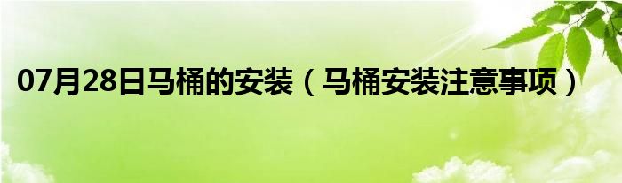 07月28日马桶的安装（马桶安装注意事项）