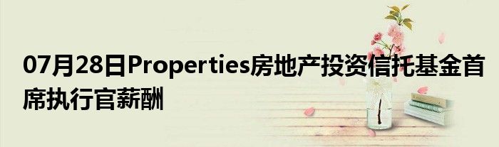 07月28日Properties房地产投资信托基金首席执行官薪酬