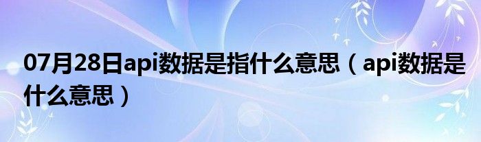 07月28日api数据是指什么意思（api数据是什么意思）