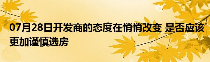 07月28日开发商的态度在悄悄改变 是否应该更加谨慎选房