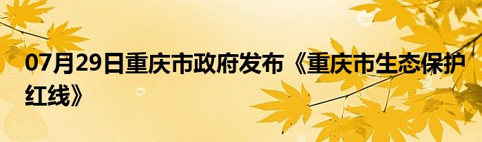 07月29日重庆市政府发布《重庆市生态保护红线》