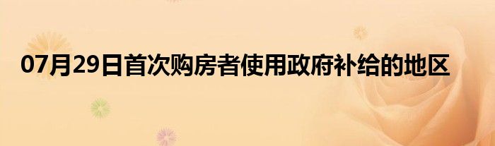 07月29日首次购房者使用政府补给的地区