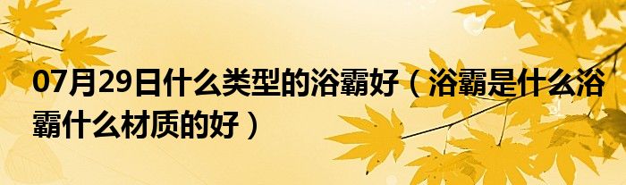 07月29日什么类型的浴霸好（浴霸是什么浴霸什么材质的好）