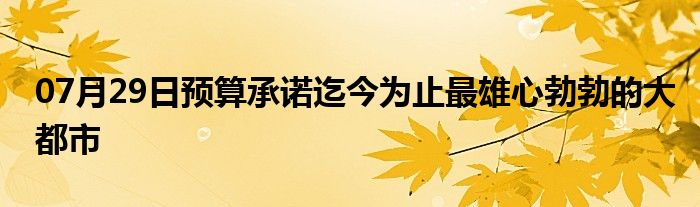 07月29日预算承诺迄今为止最雄心勃勃的大都市