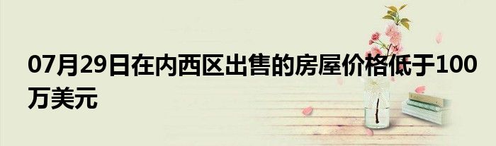 07月29日在内西区出售的房屋价格低于100万美元