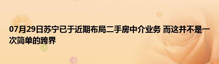 07月29日苏宁已于近期布局二手房中介业务 而这并不是一次简单的跨界