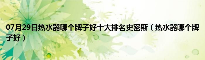 07月29日热水器哪个牌子好十大排名史密斯（热水器哪个牌子好）