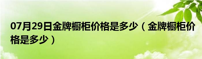 07月29日金牌橱柜价格是多少（金牌橱柜价格是多少）