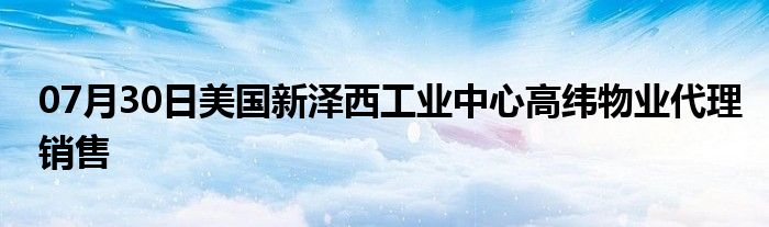 07月30日美国新泽西工业中心高纬物业代理销售