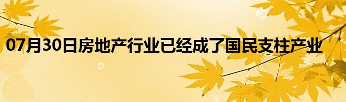 07月30日房地产行业已经成了国民支柱产业