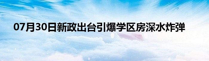 07月30日新政出台引爆学区房深水炸弹