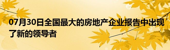 07月30日全国最大的房地产企业报告中出现了新的领导者