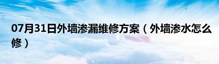 07月31日外墙渗漏维修方案（外墙渗水怎么修）