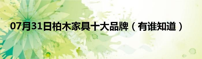 07月31日柏木家具十大品牌（有谁知道）