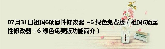 07月31日祖玛6项属性修改器 +6 绿色免费版（祖玛6项属性修改器 +6 绿色免费版功能简介）