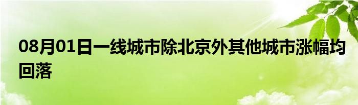 08月01日一线城市除北京外其他城市涨幅均回落