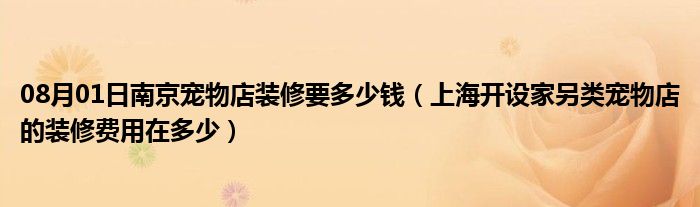 08月01日南京宠物店装修要多少钱（上海开设家另类宠物店的装修费用在多少）