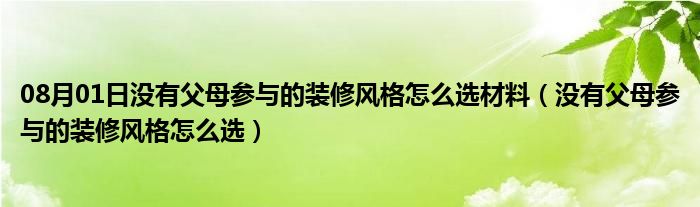 08月01日没有父母参与的装修风格怎么选材料（没有父母参与的装修风格怎么选）