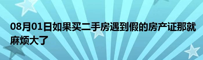 08月01日如果买二手房遇到假的房产证那就麻烦大了