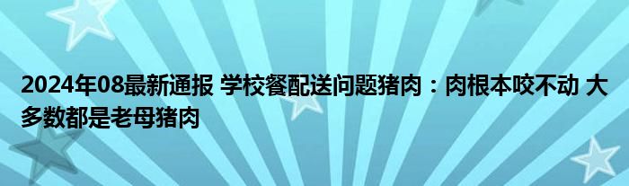 2024年08最新通报 学校餐配送问题猪肉：肉根本咬不动 大多数都是老母猪肉