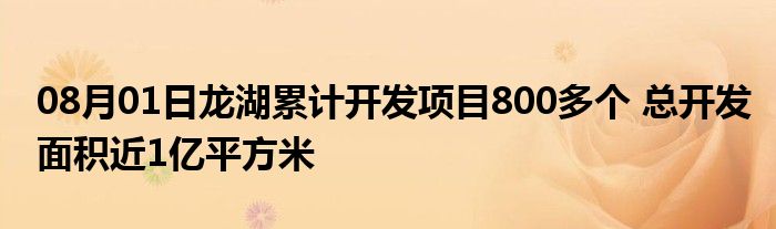 08月01日龙湖累计开发项目800多个 总开发面积近1亿平方米