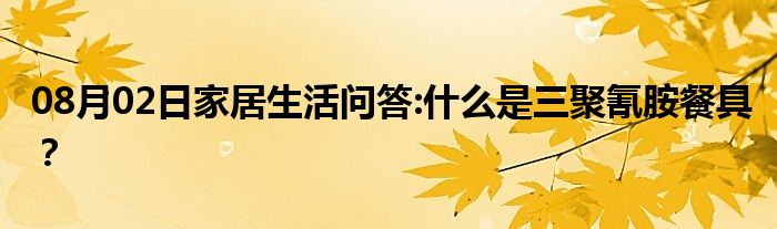 08月02日家居生活问答:什么是三聚氰胺餐具？