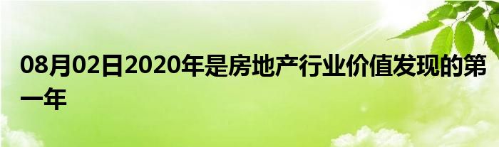 08月02日2020年是房地产行业价值发现的第一年