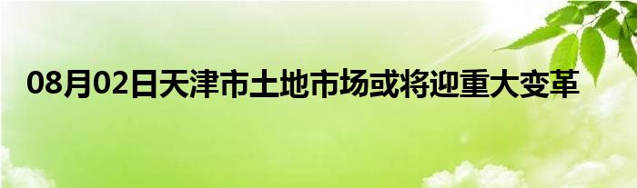 08月02日天津市土地市场或将迎重大变革