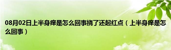 08月02日上半身痒是怎么回事挠了还起红点（上半身痒是怎么回事）