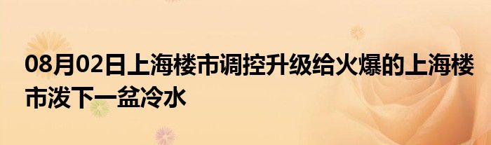 08月02日上海楼市调控升级给火爆的上海楼市泼下一盆冷水