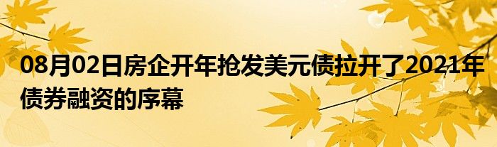 08月02日房企开年抢发美元债拉开了2021年债券融资的序幕