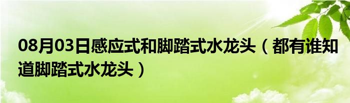 08月03日感应式和脚踏式水龙头（都有谁知道脚踏式水龙头）