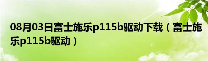 08月03日富士施乐p115b驱动下载（富士施乐p115b驱动）