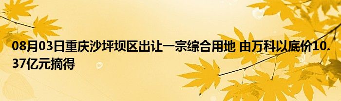 08月03日重庆沙坪坝区出让一宗综合用地 由万科以底价10.37亿元摘得