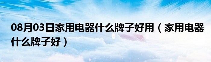 08月03日家用电器什么牌子好用（家用电器什么牌子好）