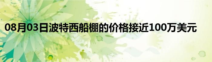 08月03日波特西船棚的价格接近100万美元