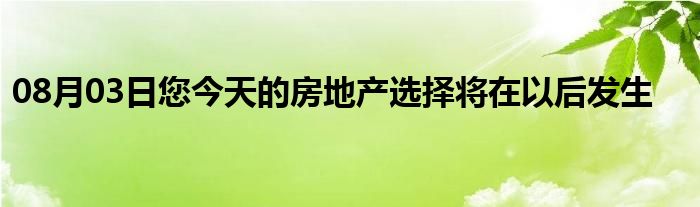 08月03日您今天的房地产选择将在以后发生