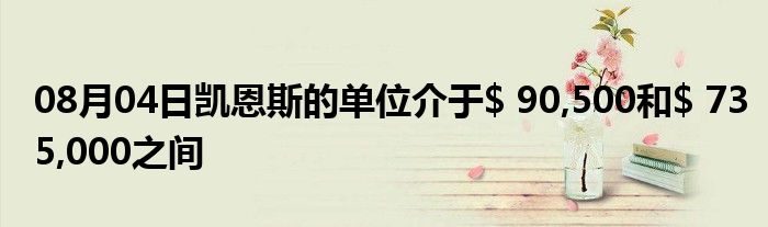 08月04日凯恩斯的单位介于$ 90,500和$ 735,000之间