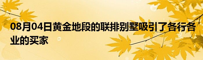 08月04日黄金地段的联排别墅吸引了各行各业的买家