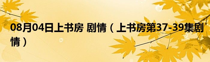 08月04日上书房 剧情（上书房第37-39集剧情）