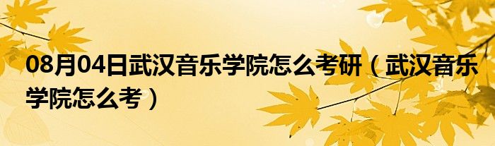 08月04日武汉音乐学院怎么考研（武汉音乐学院怎么考）