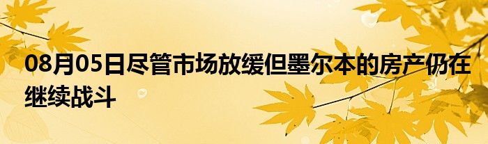 08月05日尽管市场放缓但墨尔本的房产仍在继续战斗