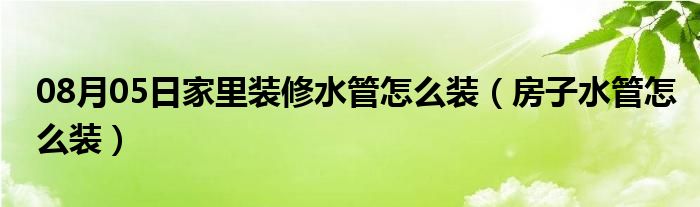 08月05日家里装修水管怎么装（房子水管怎么装）