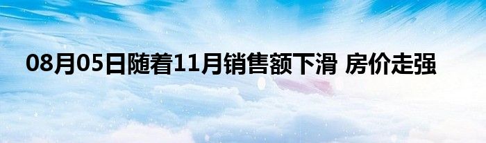 08月05日随着11月销售额下滑 房价走强