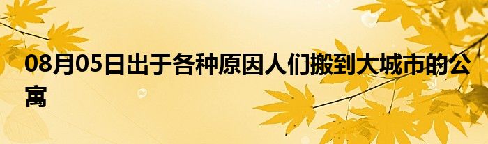 08月05日出于各种原因人们搬到大城市的公寓