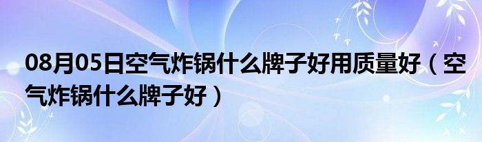 08月05日空气炸锅什么牌子好用质量好（空气炸锅什么牌子好）