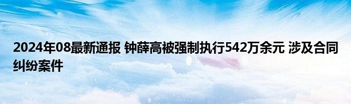 2024年08最新通报 钟薛高被强制执行542万余元 涉及合同纠纷案件