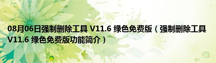 08月06日强制删除工具 V11.6 绿色免费版（强制删除工具 V11.6 绿色免费版功能简介）